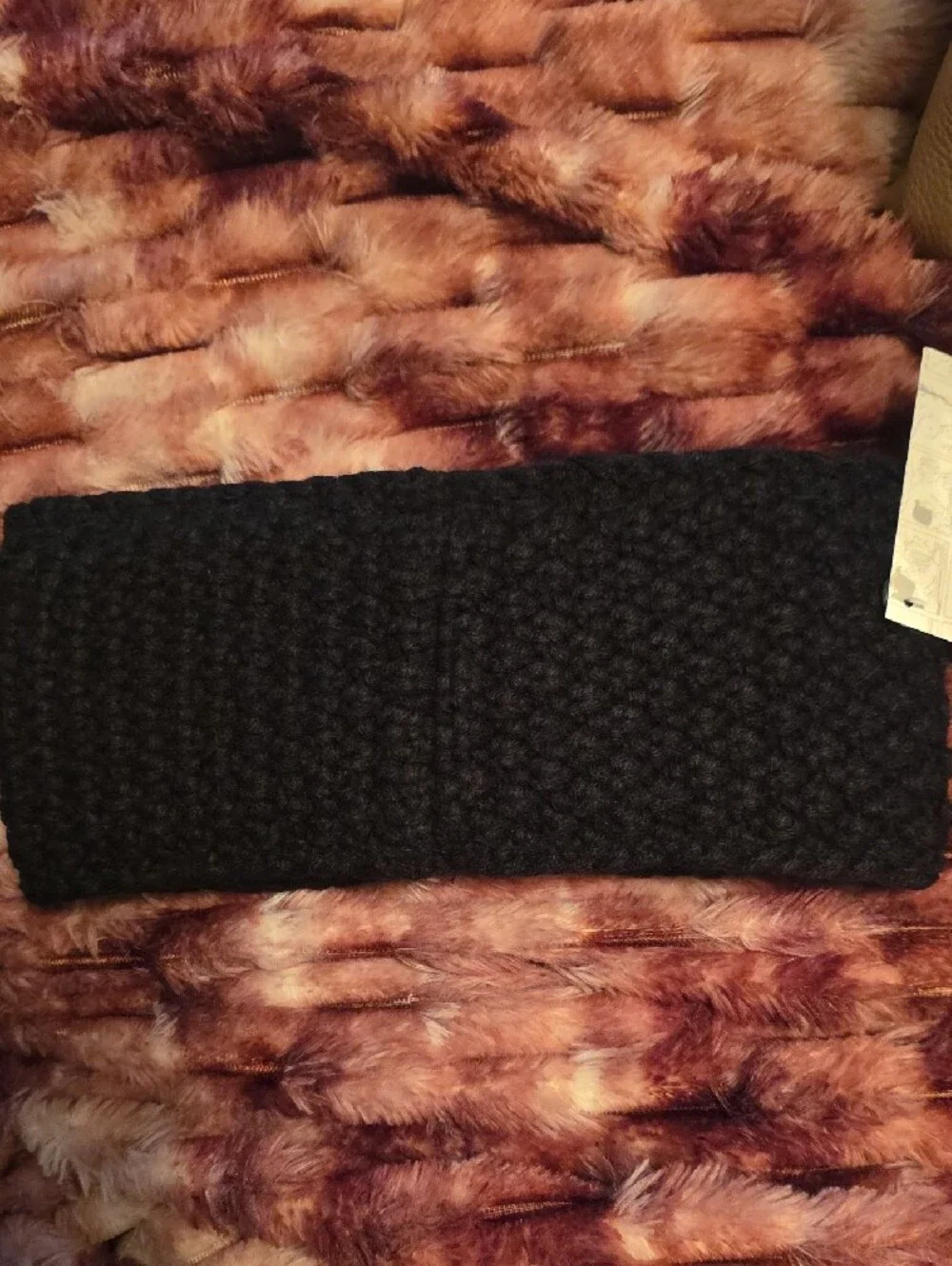 Peanuts Black Knit Headband with Red Snoopy Patch